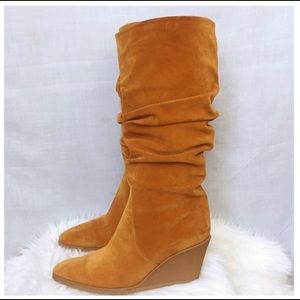 Ferragamo Suede Wedge Boots